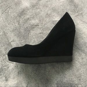 Black suede wedges